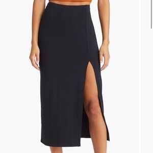 Open Edit Slit Hem Midi Skirt Black Size Medium NWT